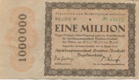 Dresden-Neustadt - Amtshauptmannschaft - 14.8.1923 - 1 Million Mark 