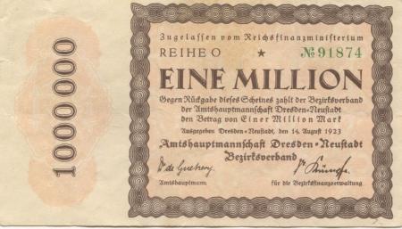 Dresden-Neustadt - Amtshauptmannschaft - 14.8.1923 - 1 Million Mark 