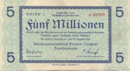 Dresden-Neustadt - Amtshauptmannschaft - 25.8.1923 - 5 Millionen Mark 