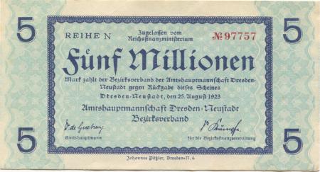 Dresden-Neustadt - Amtshauptmannschaft - 25.8.1923 - 5 Millionen Mark 