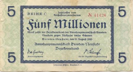 Dresden-Neustadt - Amtshauptmannschaft - 25.8.1923 - 5 Millionen Mark 