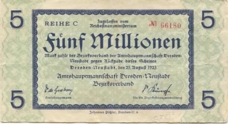 Dresden-Neustadt - Amtshauptmannschaft - 25.8.1923 - 5 Millionen Mark 