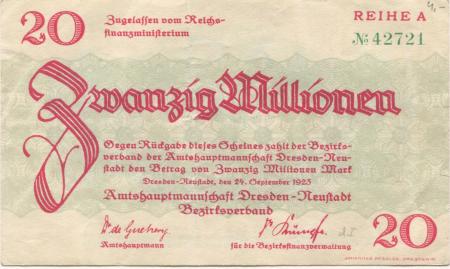 Dresden-Neustadt - Amtshauptmannschaft - 24.9.1923 - 20 Millionen Mark 