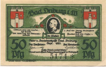 Driburg (Bad) - Spar- und Darlehnskasse - September 1921 - 50 Pfennig 