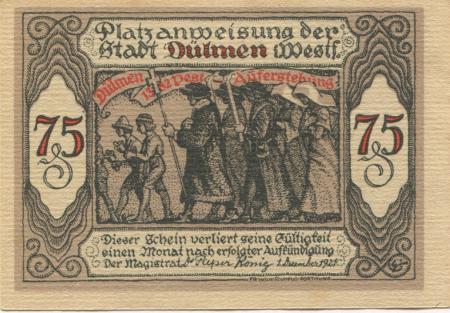 Dülmen - Stadt - 1.12.1921 - 75 Pfennig 