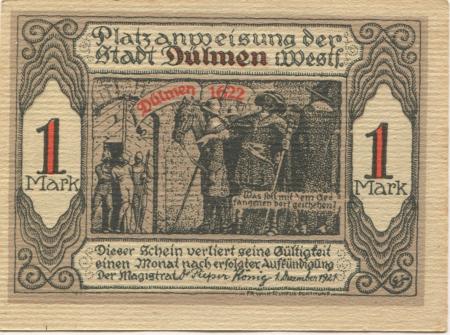 Dülmen - Stadt - 1.12.1921 - 1 Mark 