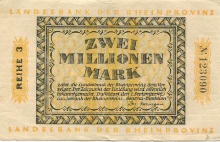 Düsseldorf - Landesbank der Rheinprovinz - 1.9.1923 - 2 Millionen Mark 