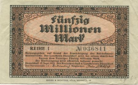 Düsseldorf - Kreis - 17.9.1923 - 50 Millionen Mark 