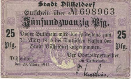 Düsseldorf - Stadt - 20.3.1917 - 31.3.1918 - 25 Pfennig 