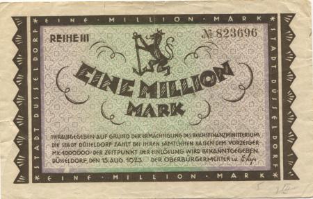 Düsseldorf - Stadt - 15.8.1923 - 1 Million Mark 