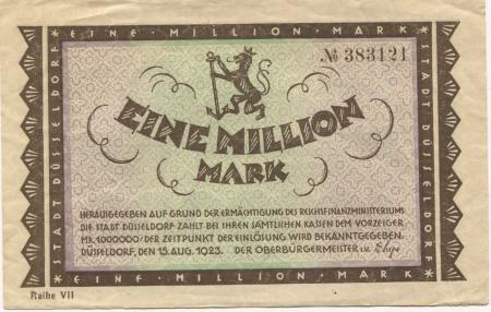Düsseldorf - Stadt - 15.8.1923 - 1 Million Mark 