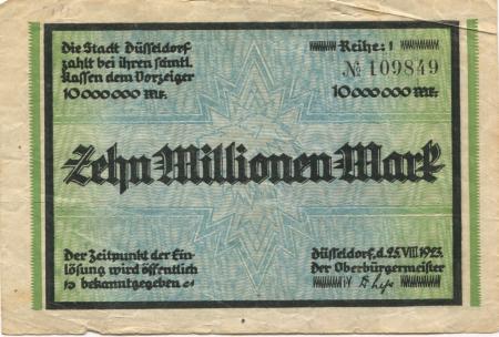 Düsseldorf - Stadt - 25.8.1923 - 10 Millionen Mark 