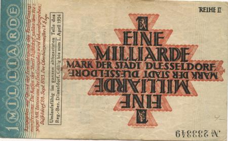 Düsseldorf - Stadt - 28.9.1923 - 1.4.1924 - 1 Milliarde Mark 