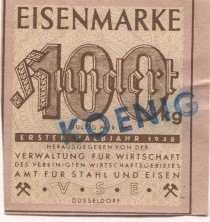 Düsseldorf - Verwaltung für Wirtschaft des vereinigten Wirtschaftsgebietes, Amt für Stahl und Eisen - 1.Halbjahr 1948 - 100 kg 