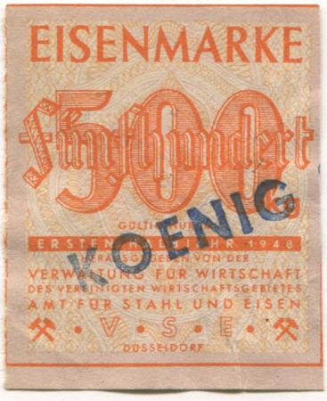 Düsseldorf - Verwaltung für Wirtschaft des vereinigten Wirtschaftsgebietes, Amt für Stahl und Eisen - 1.Halbjahr 1948 - 500 kg 