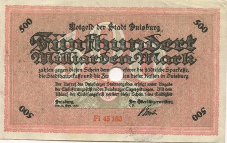 Duisburg - Stadt - 25.9.1923 - 500 Milliarden Mark 