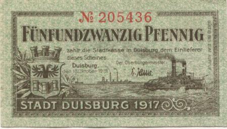 Duisburg - Stadt - 18.10.1919 - 25 Pfennig 