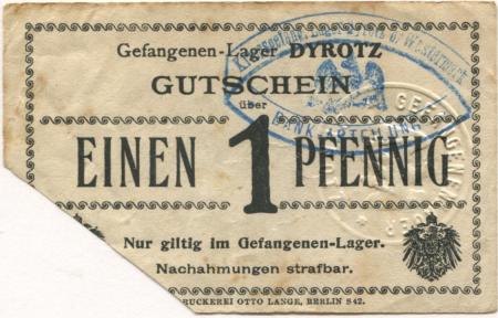 Dyrotz (heute: Wustermark) - Gefangenenlager - -- - 1 Pfennig 