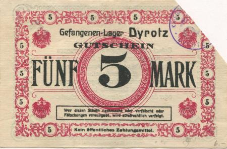 Dyrotz (heute: Wustermark) - Gefangenenlager - -- - 5 Mark 