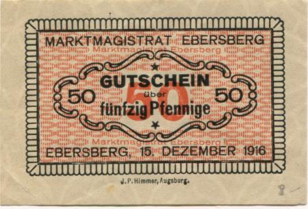 Ebersberg - Markt - 15.12.1916 - 50 Pfennig 