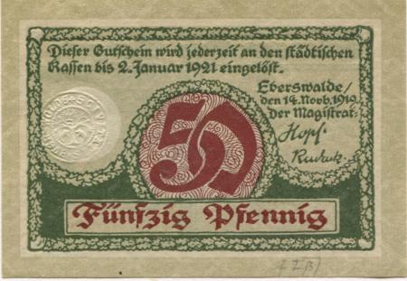 Eberswalde - Stadt - 14.11.1919 - 2.1.1921 - 50 Pfennig 