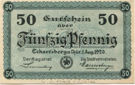 Eckartsberga - Stadt - 1.8.1920 - 50 Pfennig 