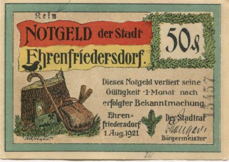 Ehrenfriedersdorf - Stadt - 1.8.1921 - 50 Pfennig 