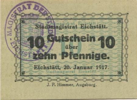 Eichstätt - Stadt - 20.1.1917 - 10 Pfennig 