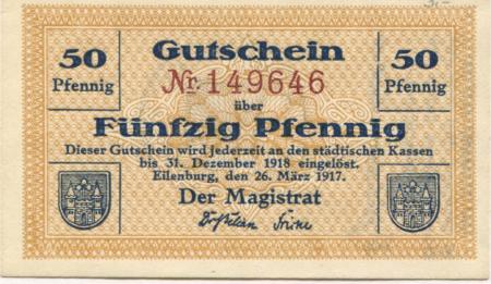 Eilenburg - Stadt - 19.8.1918 - 31.12.1919 - 50 Pfennig 