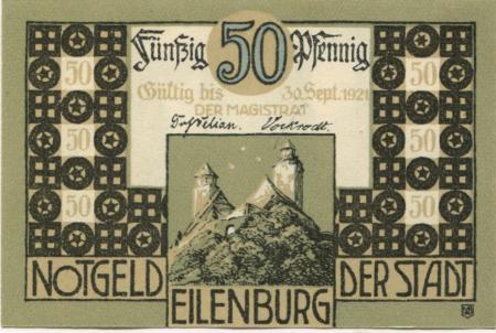 Eilenburg - Stadt - - 30.9.1921 - 50 Pfennig 