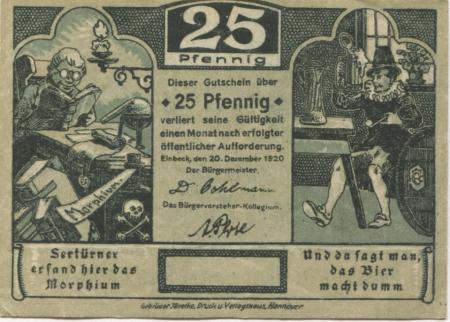 Einbeck - Stadt - 20.12.1920 - 25 Pfennig 