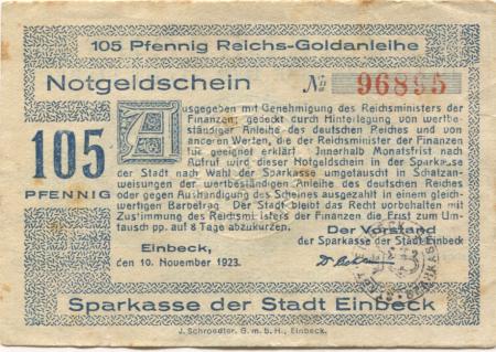 Einbeck - Sparkasse der Stadt - 10.11.1923 - 105 Gold-Pfennig 