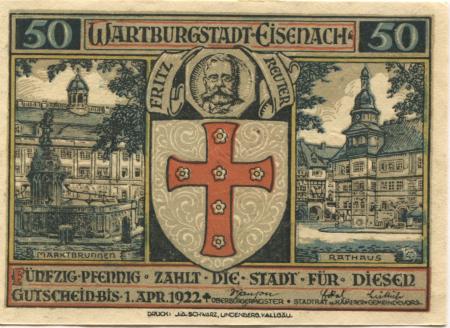 Eisenach - Stadt - - 1.4.1922 - 50 Pfennig 