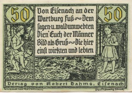 Eisenach - Dahms, Robert, Verlag - -- - 50 Pfennig 