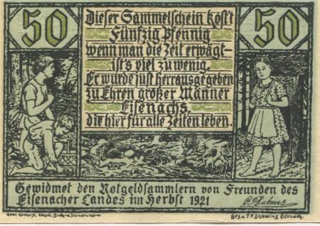 Eisenach - Dahms, Robert, Verlag - Herbst 1921 - 50 Pfennig 