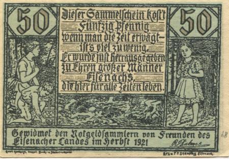 Eisenach - Dahms, Robert, Verlag - Herbst 1921 - 50 Pfennig 