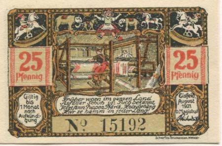 Eisfeld - Stadt - August 1921 - 25 Pfennig 