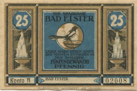 Elster (Bad) - Sparkasse - -- - 25 Pfennig 