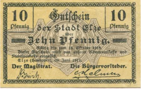 Elze - Stadt - Juni 1917 - 15.10.1919 - 10 Pfennig 