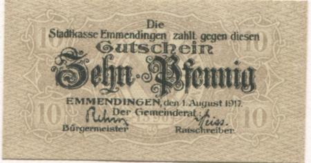 Emmendingen - Stadt - 1.8.1917 - 10 Pfennig 