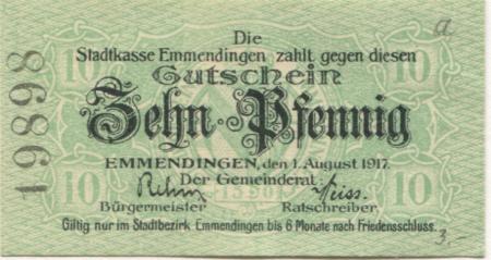 Emmendingen - Stadt - 1.8.1917 - 10 Pfennig 