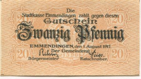 Emmendingen - Stadt - 1.8.1917 - 20 Pfennig 