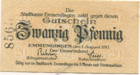 Emmendingen - Stadt - 1.8.1917 - 20 Pfennig 