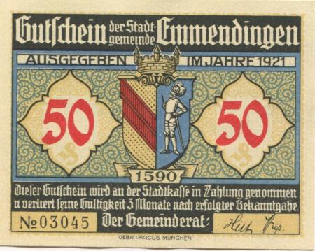 Emmendingen - Stadt - 1921 - 50 Pfennig 