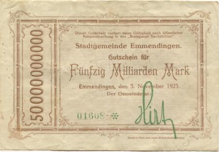 Emmendingen - Stadt - 3.11.1923 - 50 Milliarden Mark 