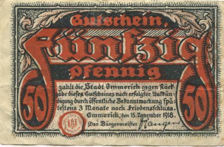Emmerich - Stadt - 15.11.1918 - 50 Pfennig 