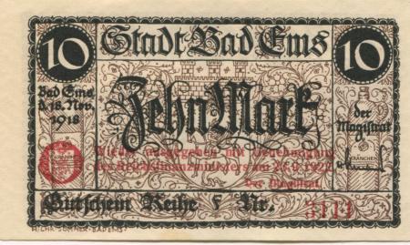 Ems (Bad) - Stadt - 23.9.1922 - 10 Mark 