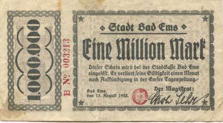 Ems (Bad) - Stadt - 15.8.1923 - 1 Million Mark 