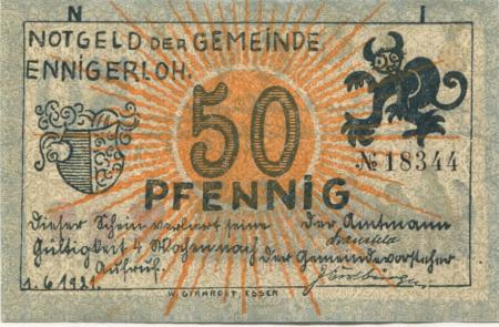 Ennigerloh - Gemeinde - 1.6.1921 - 50 Pfennig 