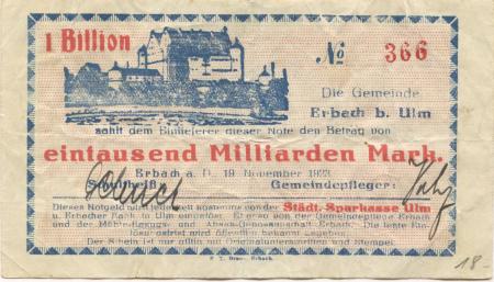 Erbach - Gemeinde - 19.11.1923 - 1 Billion Mark 